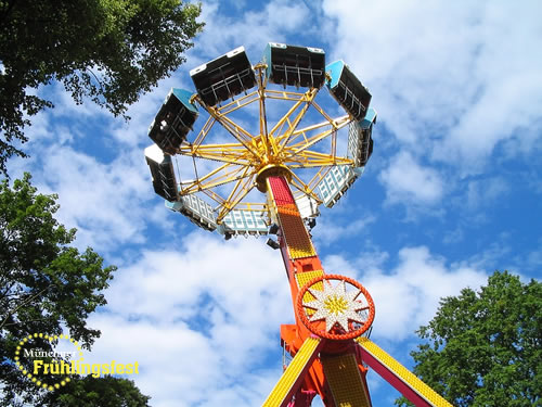 Fahrgeschäfte auf der Theresienwiese - Karussells und Bahnen auf dem Frühlingsfest München